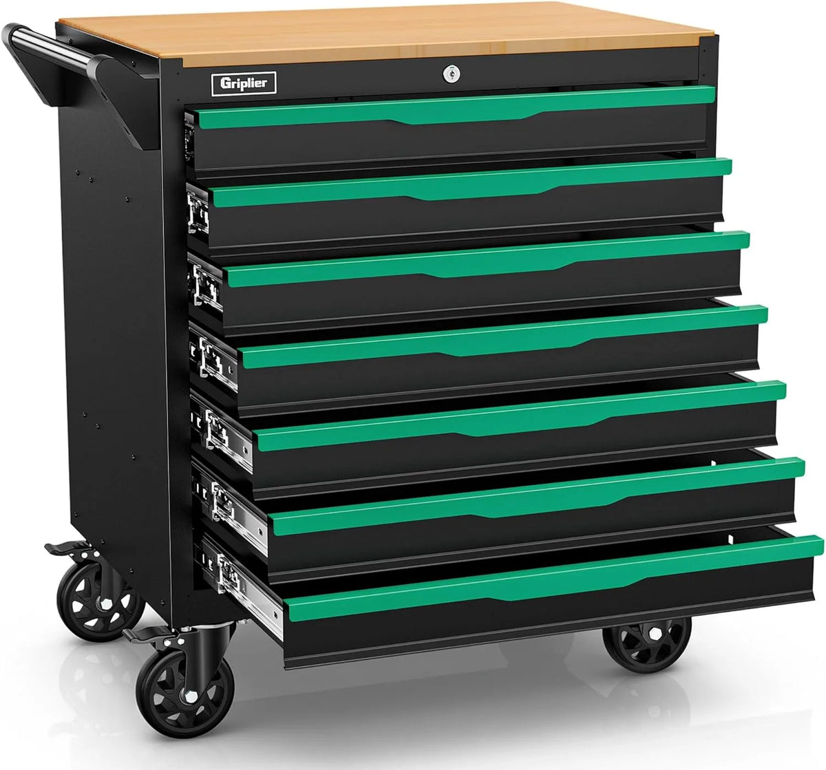 Werkstattwagen und Werkzeugwagen – mit Schubladen, 7 Schubladen, 79.5 × 48 × 82cm, für Werkstatt und Heimwerken, schwarz