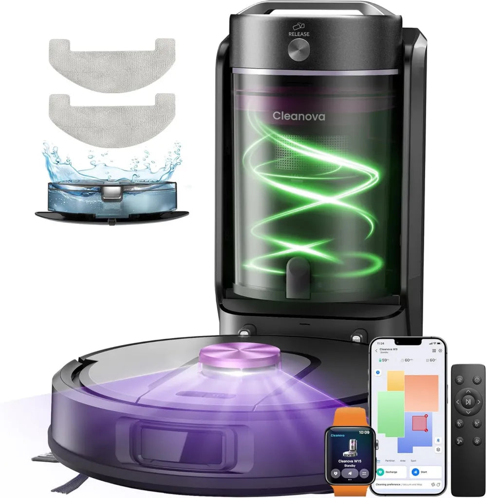 Vexilar W15 Robotersauger mit Wischsystem, Beutellos, 10000Pa, LiDAR, 3-in-1 Funktion, 180 Min Laufzeit, App- & Sprachsteuerung