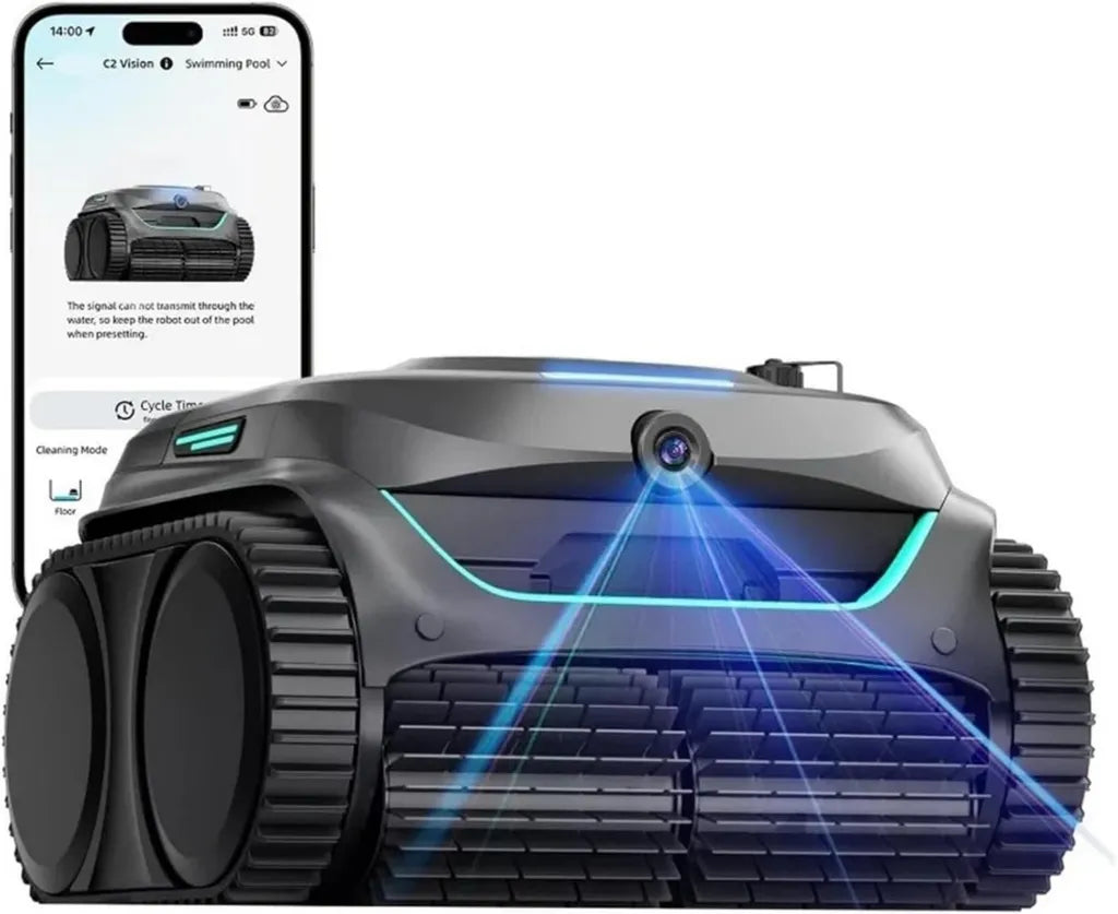 C2 Vision Poolroboter mit Kamera, 8-fach Multifunktion für Innenpools, starke Saugkraft