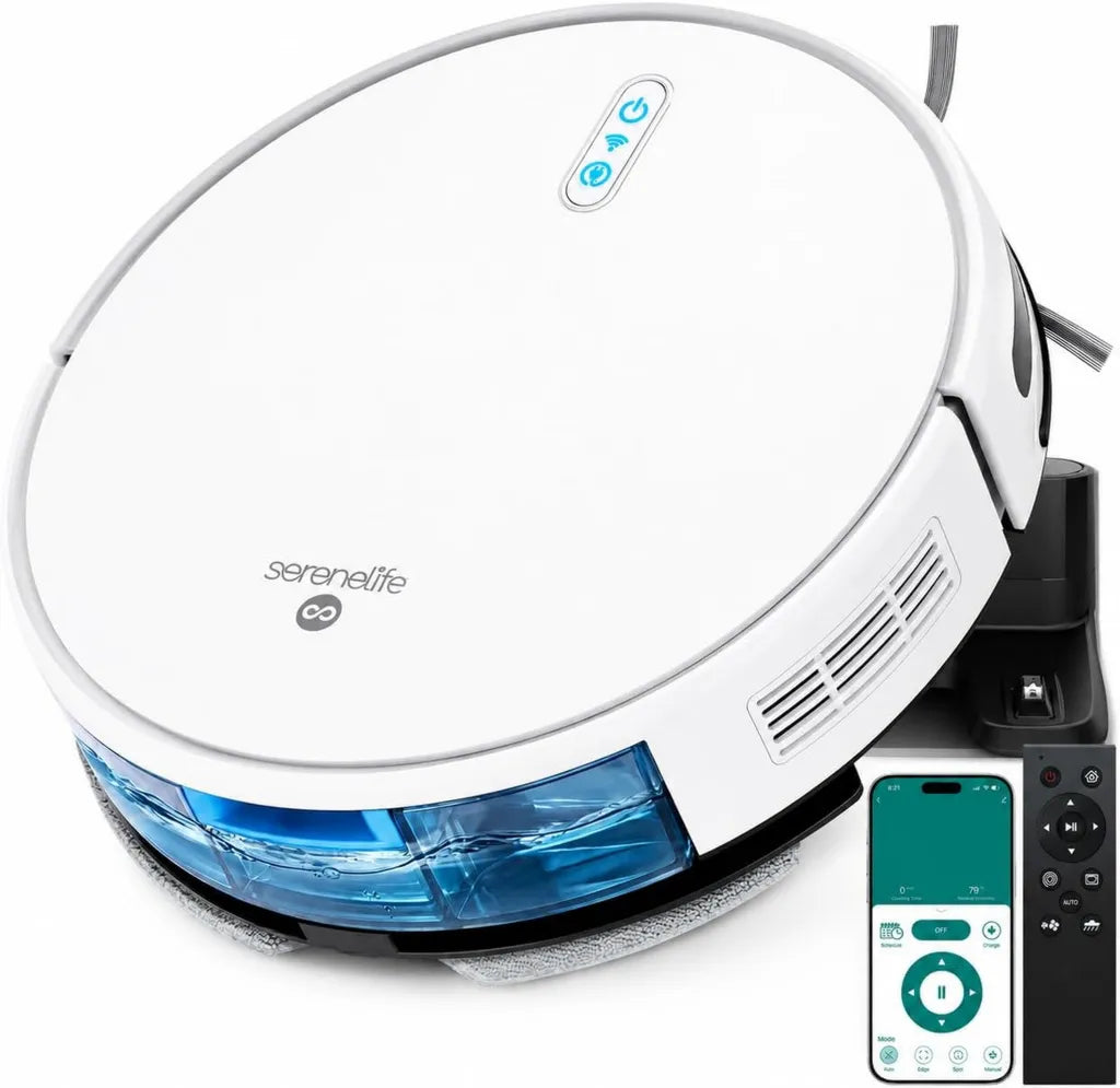 Intelligenter Saug- und Wischroboter mit App-Steuerung, 2000pa Saugleistung, 4 Reinigungsmodi, sturzsicher & selbstladend, ideal für Tierhaare und alle Böden