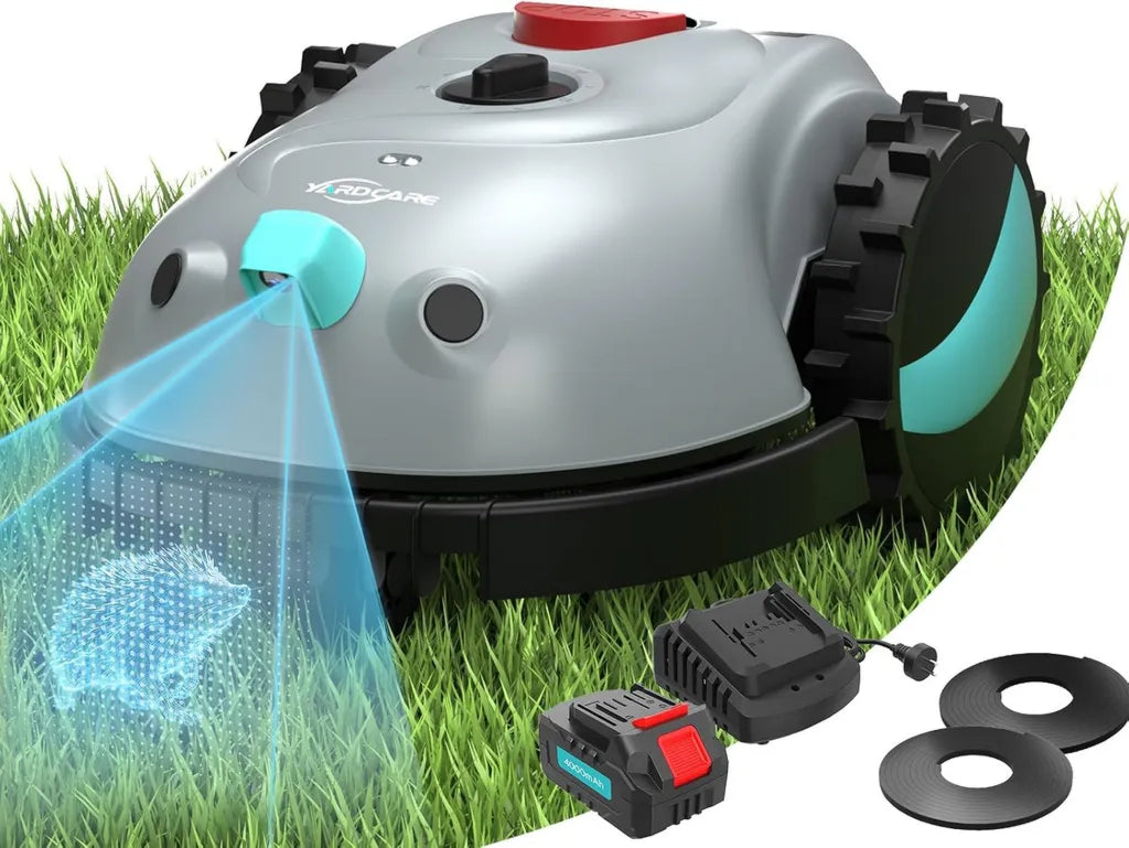 YARDCARE V100 Rasenmähroboter mit Vision-Navigation und Hindernisvermeidung, Magnetband und 4,0 Ah Akku