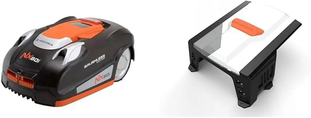 Yard Force Mähroboter NX60i für 600 qm - Intelligenter Rasenmäher mit WLAN, App-Kontrolle, iRadar Ultraschall, Kantenschneiden, LCD-Display, schwarze Garage
