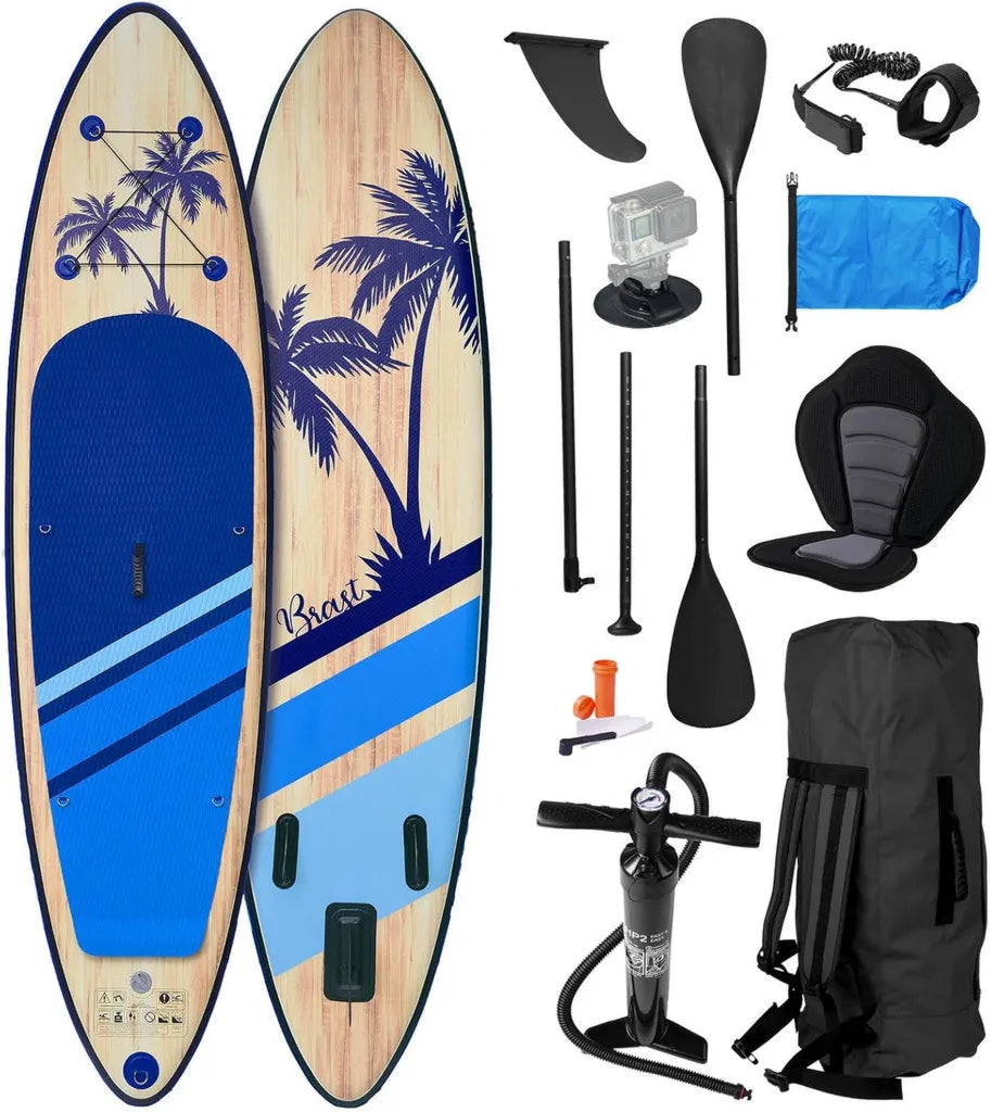 BRAST Aufblasbares SUP Board Tropic 320x81x15cm, 5 Jahre Garantie, Komplettset mit Zubehör