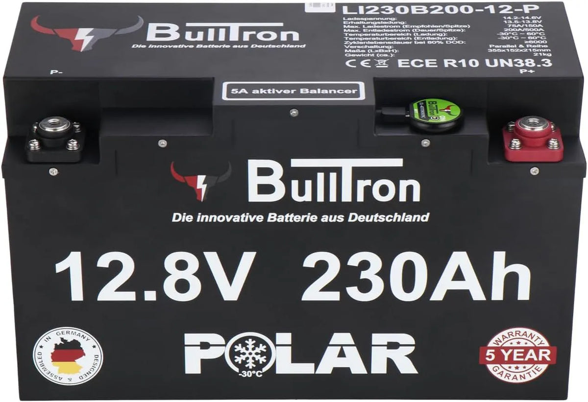 LiFePO4 LiFePO4-Batterie und Solar-Speicherbatterie, 230Ah, 12,8V, mit BMS, mit Bluetooth, 200A, IP65