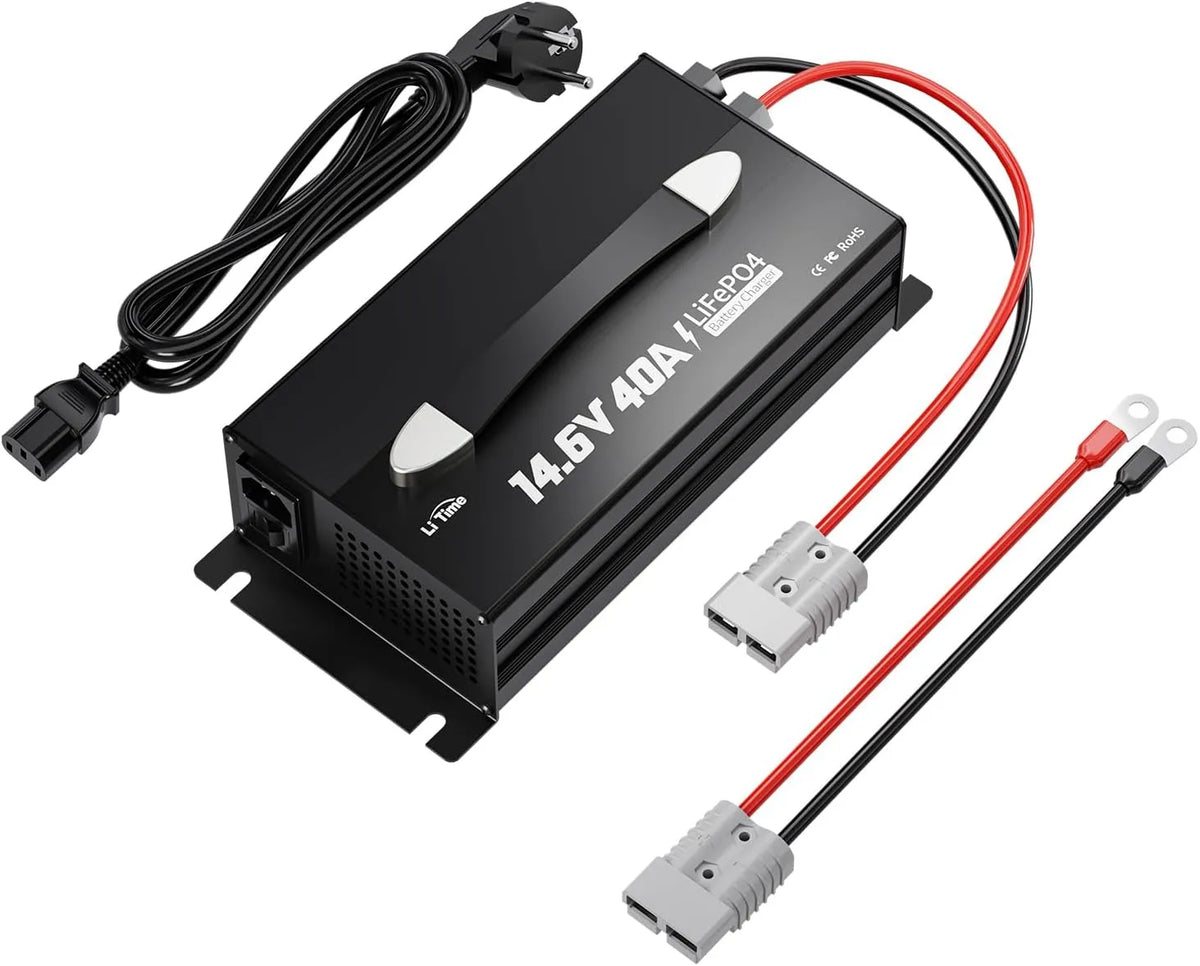 LiTime Montierbar LiFePO4 Intelligentes Batterieladegerät und Erhaltungsladegerät, mit Digitalanzeige, 14.6V, 12.8V, 40A