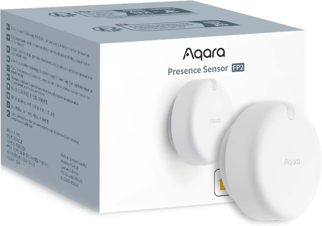 Aqara Präsenzmelder FP2 mit AI-Technologie & mmWave Radar, Zonen- und Mehrpersonenerkennung, Sturzerkennung, Kompatibel mit HomeKit und mehr