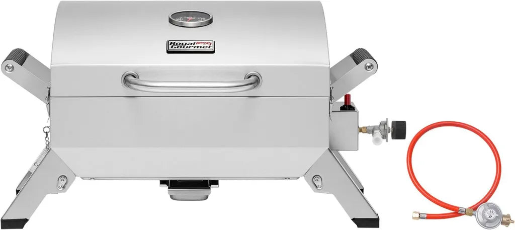 Edelstahl Tisch-Gasgrill mit Klappbeinen, 3 kW, ideal für Balkon und Camping