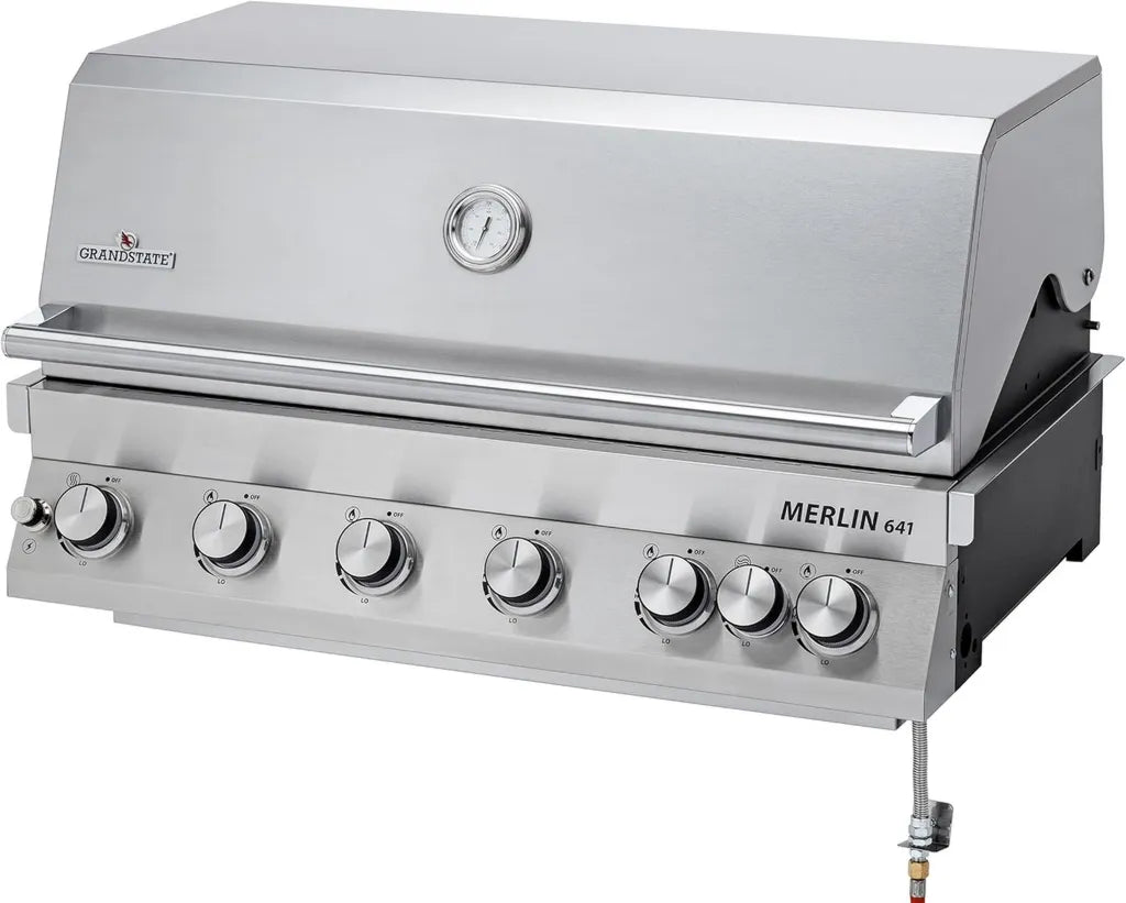 Merlin 641 Einbau-Gasgrill, 6 Brenner, Gusseisenroste, 24,2 kW Leistung