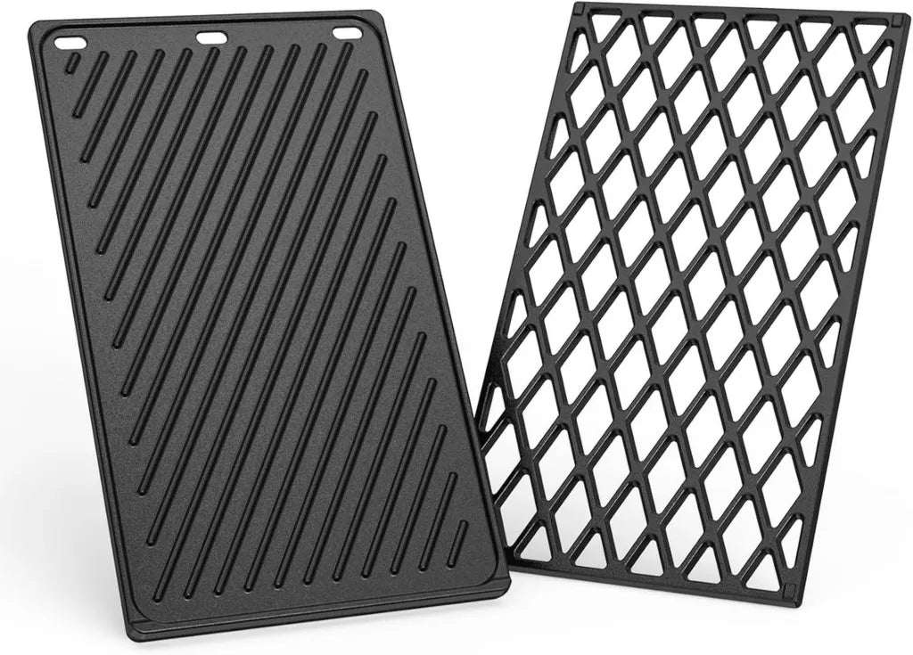 onlyfire Gusseiserner Grillrost für Weber Spirit 200 Serie, Beidseitig Nutzbare Grillplatte, BBQ Ersatzteil für Modell 7637, 44x25,5cm