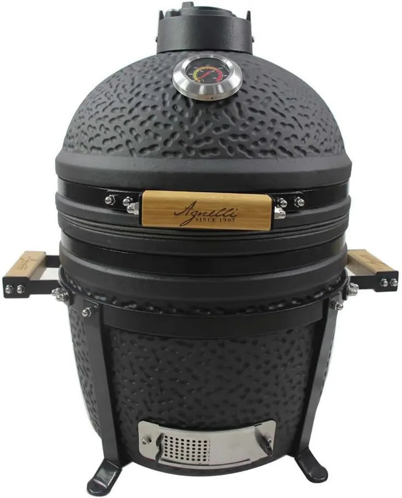 Agnelli Keramik Kamado Grill, Schwarz, Kompakt und Professionell