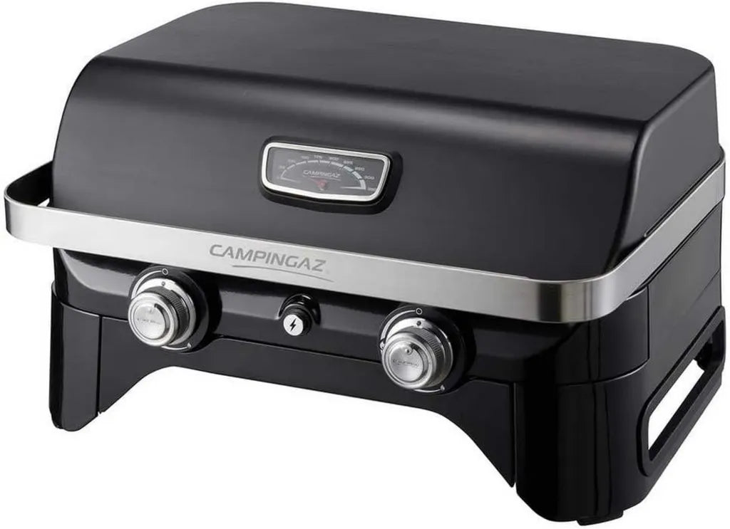 Campingaz Attitude 2100 LX Tisch-Gasgrill, 2 Brenner, 5 kW, Tragbar mit Thermometer & Gusseisenrost