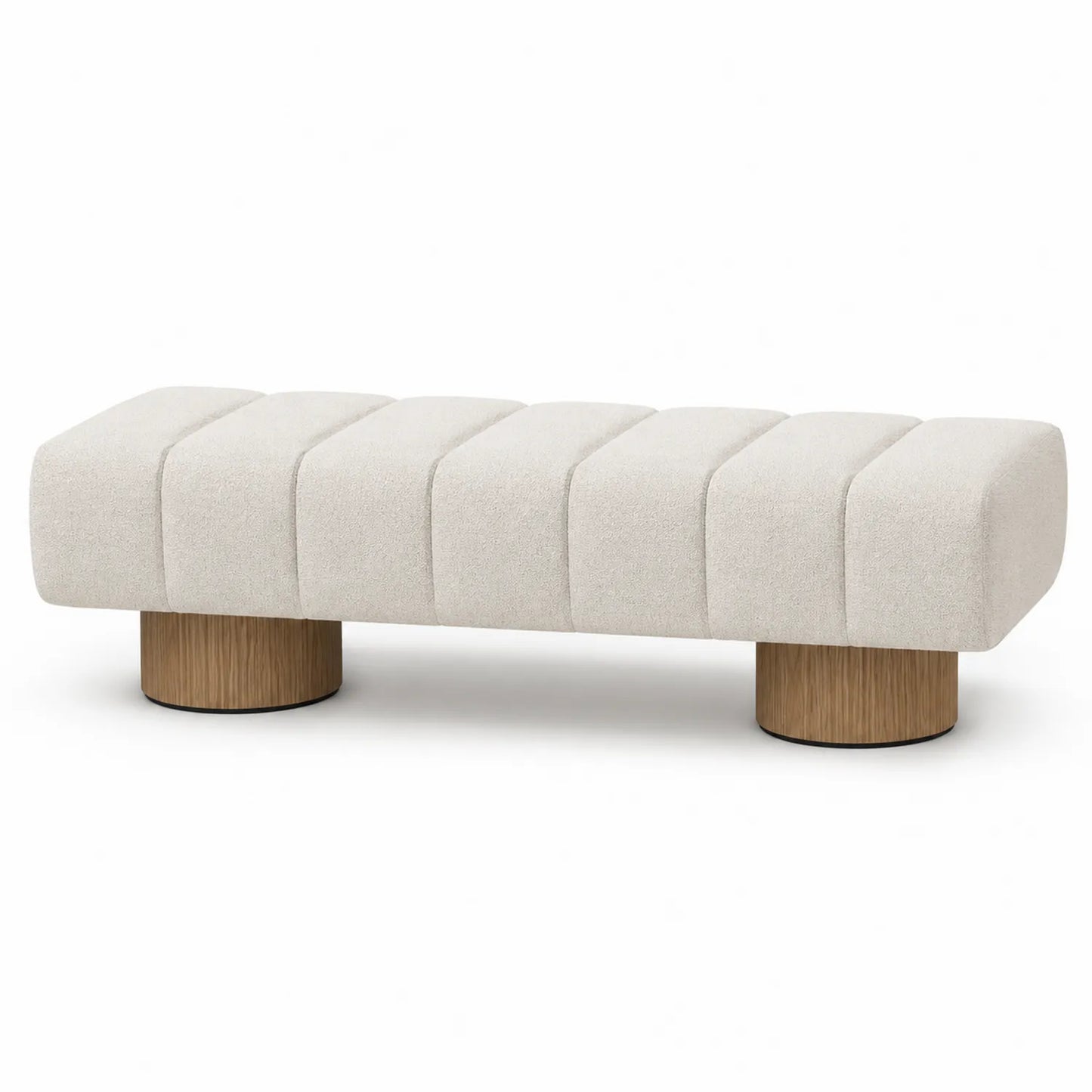 Polsterbank Beige Polyester mit Eichenholz 180cm