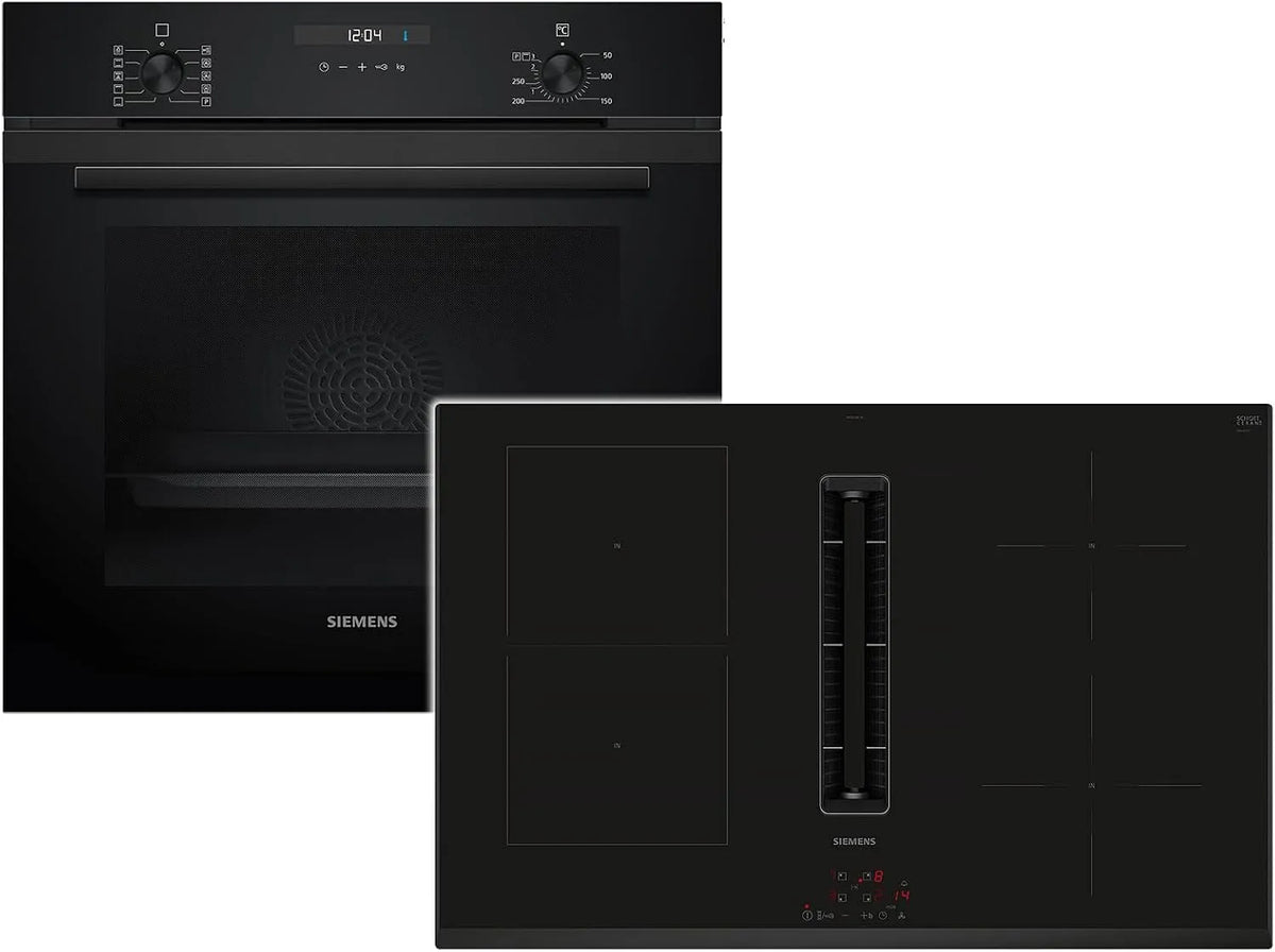 Siemens EQ527EA6BZ HB237GBB3 Backofen, Edelstahl, Schwarz, Siemens Set EQ527EA6BZ Set Backofen Deep Black Inox HB237GBB3 + Induktionskochfeldabzug
