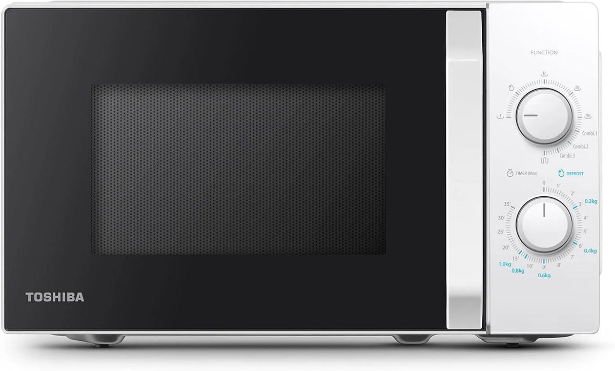 Toshiba MW2-MG20P Mikrowelle, 20 L, 800/1000 W, Grill, Timer, Mikrowellenofen, Weiß, 5 einstellbare Leistungsstufen