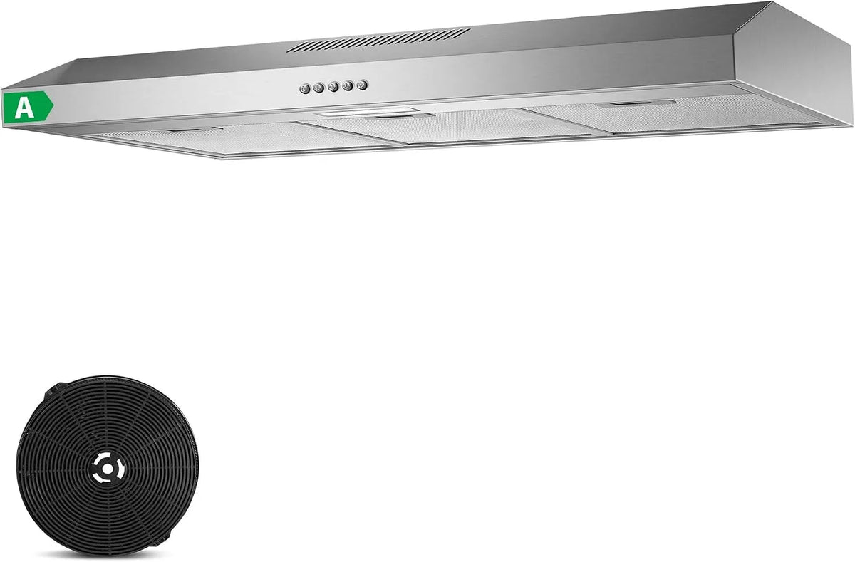 Dunstabzugshaube, 90cm, 201 m3/h, Küchenhaube, TopStrong, Abluft- und Umluftbetrieb, LED-Beleuchtung, Edelstahl, Silber, 3 Stufen, A Energieklasse