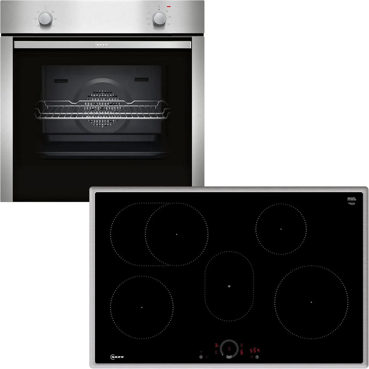 NEFF Bx18I B1DCA0AN0 Backofen, 60 x 60 cm, Einbau, autark, Edelstahl, Schwarz, N 30, N 70, Set bestehend aus B1DCA0AN0, 80 cm
