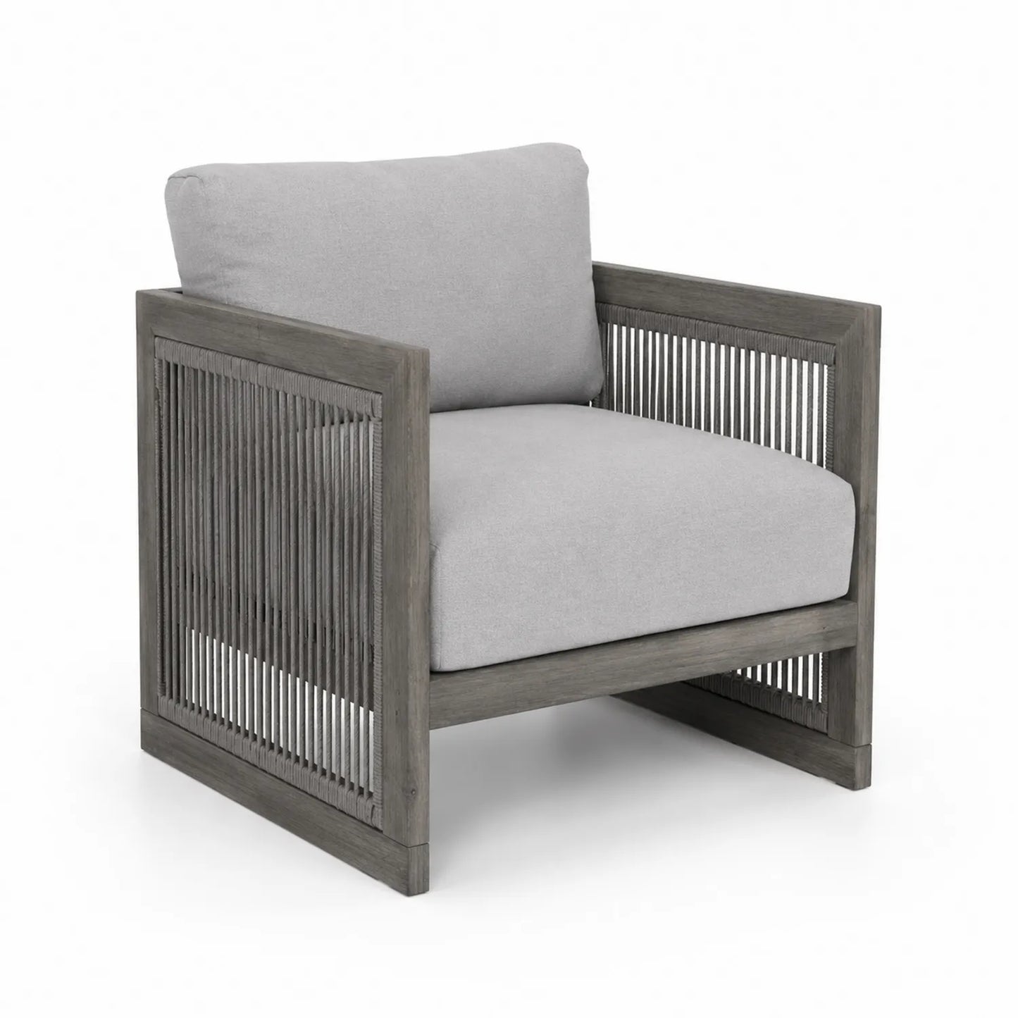 Outdoor Sessel Holz Grau Polyestergewebe