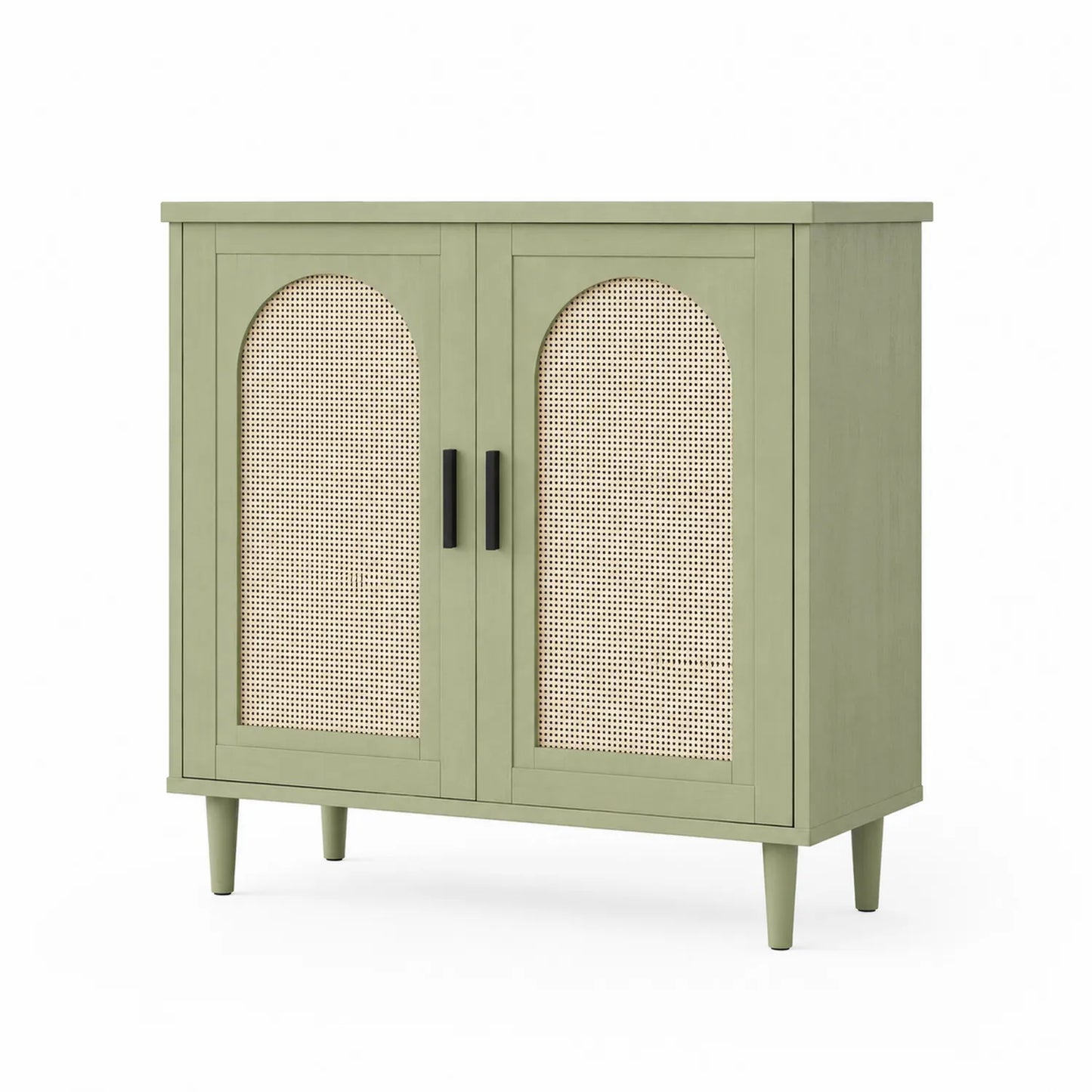 Sideboard mit Doppeltüren Holzgeflecht Grün 80x40x80cm