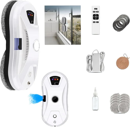 Hooha Elektrischer Fensterputzroboter mit 5600Pa Saugkraft, 3 Reinigungsmodi, 10 Reinigungstüchern, 4m Sicherheitsseil, Fernsteuerung und 30ml Wassertank, geeignet für Glas, Marmor und Spiegel
