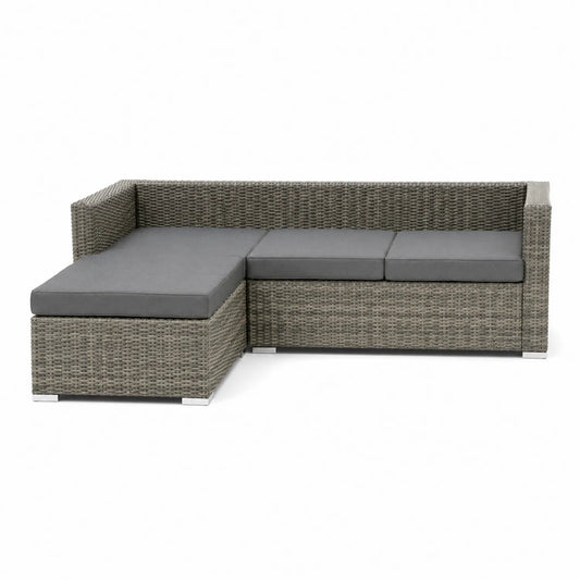 Ecksofa-Set für den Außenbereich Polyrattan Grau