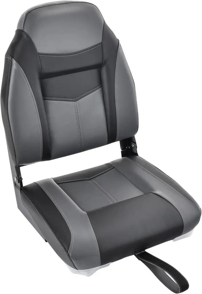 COSTWAY Komfortabler Bootssitz, klappbarer Steuerstuhl mit dicker Polsterung, ideal für Boote (Schwarz, Einzelsitz)