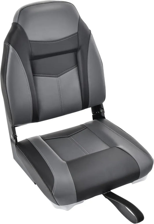 COSTWAY Komfortabler Bootssitz, klappbarer Steuerstuhl mit dicker Polsterung, ideal für Boote (Schwarz, Einzelsitz)