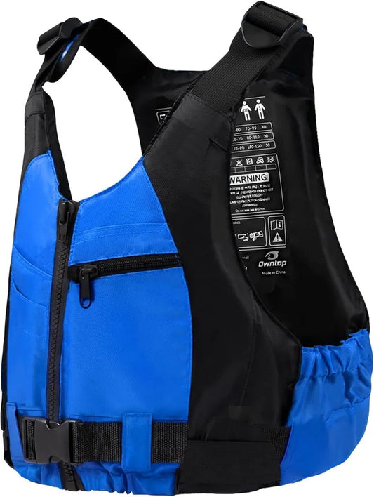 Erwachsene Schwimmweste 50N mit Taschen und Schrittgurt, Verstellbar für Kajak, SUP, Angeln & Segeln