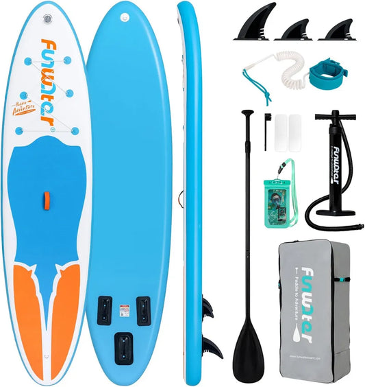FunWater Aufblasbares SUP-Board Set mit Zubehör: Tasche, Leine und Pumpe für Erwachsene