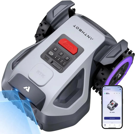 ANTHBOT M5 Rasenmähroboter mit NRTK-Navigation & Dual-Vision, Kabelloses Arbeiten auf Flächen bis zu 700 m², App-gesteuerte Schnitthöhenverstellung, KI-basierte Hindernisvermeidung, Für Anstiege bis 45%