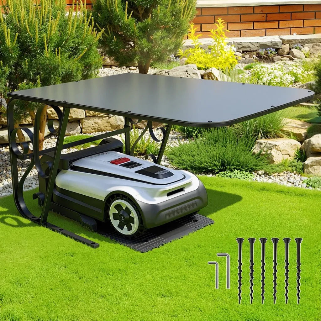Robuste Mähroboter-Garage aus Aluminium, Schutz vor UV-Strahlung, 80x56x43 cm, Einfache Montage