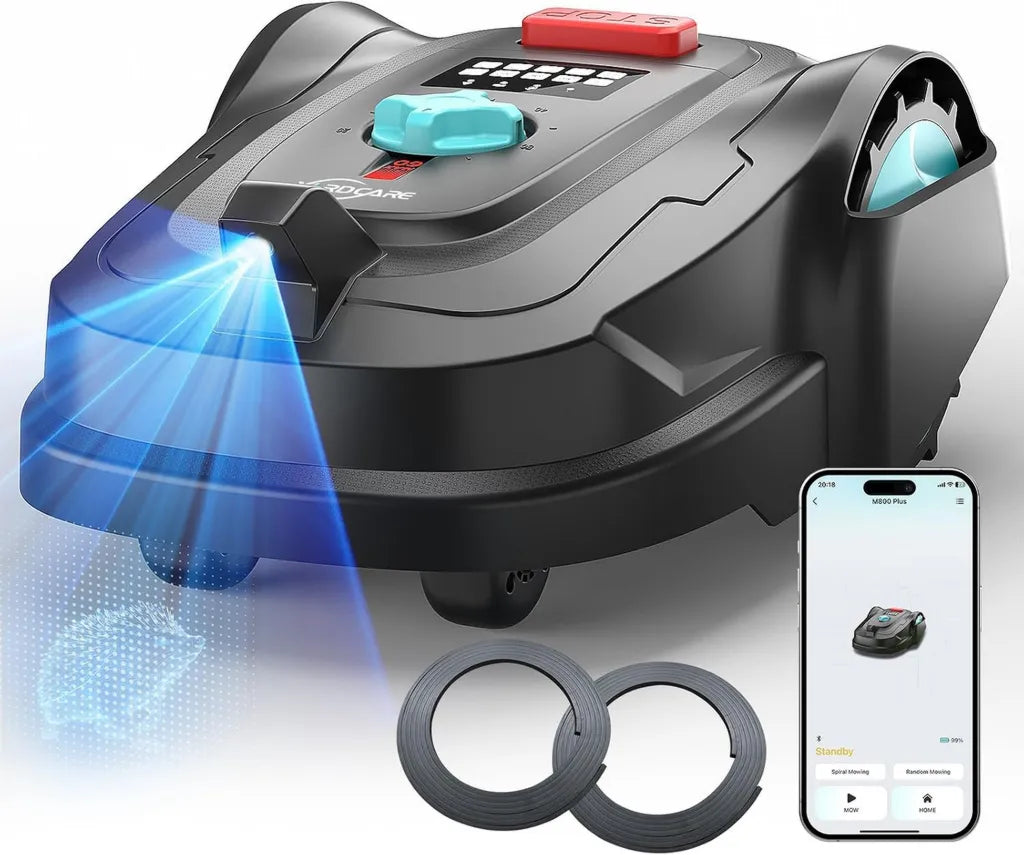 YARDCARE M800Plus Mähroboter mit GPS und KI Vision, für bis zu 800m², Smart App-Steuerung, Dunkelschwarz/Weiß