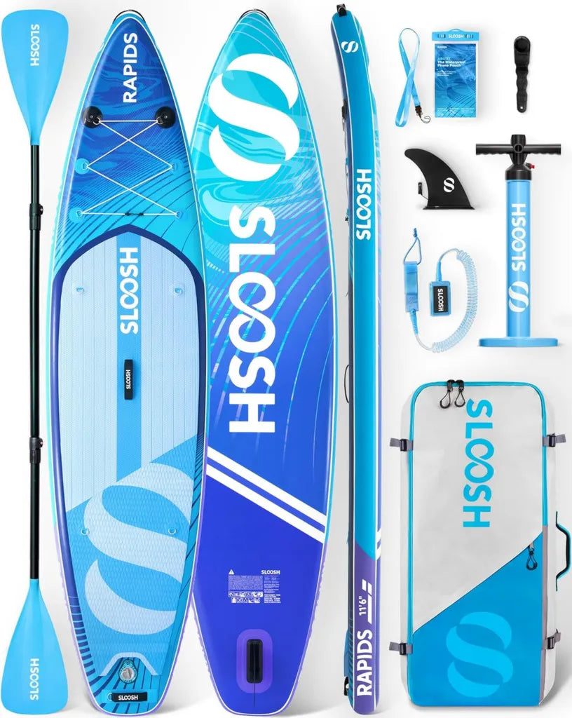 Hochwertiges SLOOSH aufblasbares SUP-Board 11'6' mit Zubehör und rutschfestem Deck