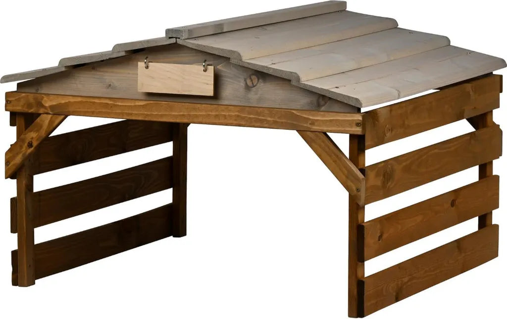 Holzgarage für Mähroboter mit abnehmbarem Dach - Personalisierbares Schild - 78,5 x 74 x 52,5 cm - Grau/Braun