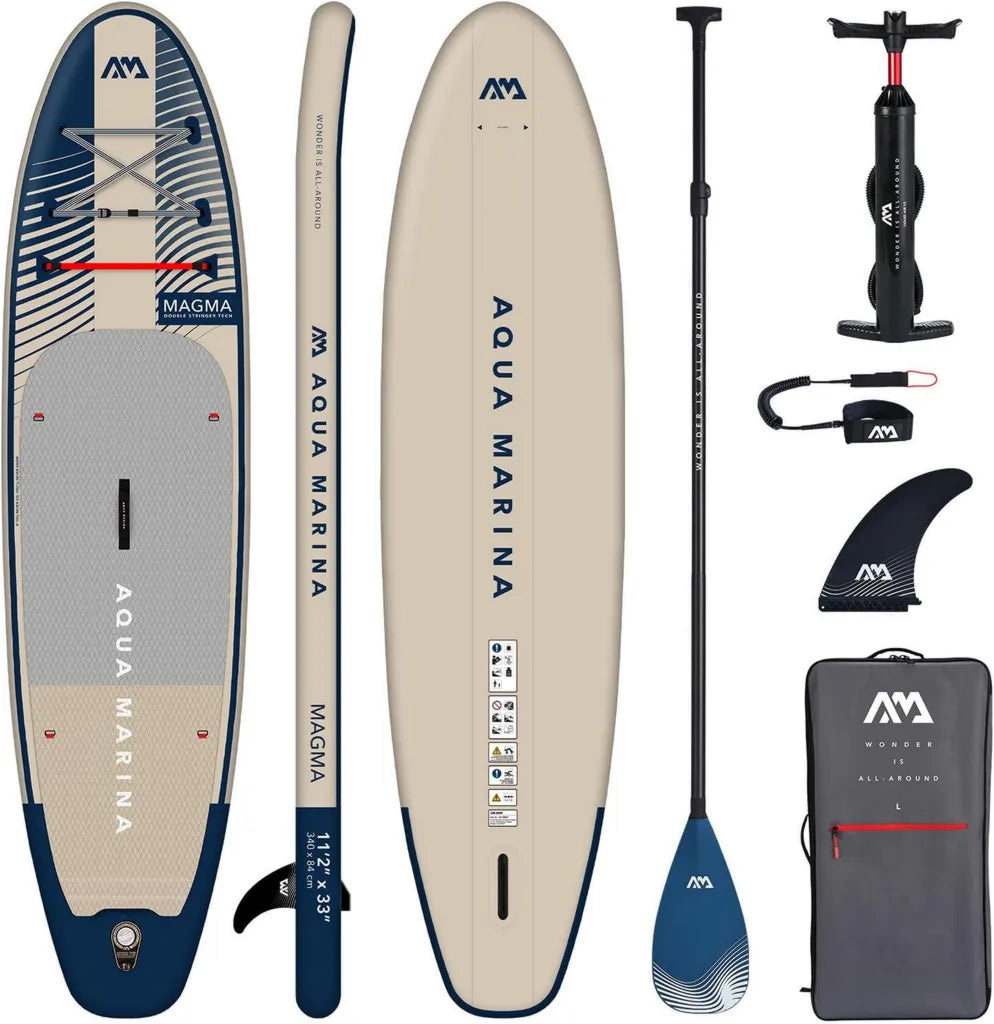 Aufblasbares Stand Up Paddle Board Aqua Marina Magma 340x84x15cm für Anfänger und Fortgeschrittene mit Zubehör