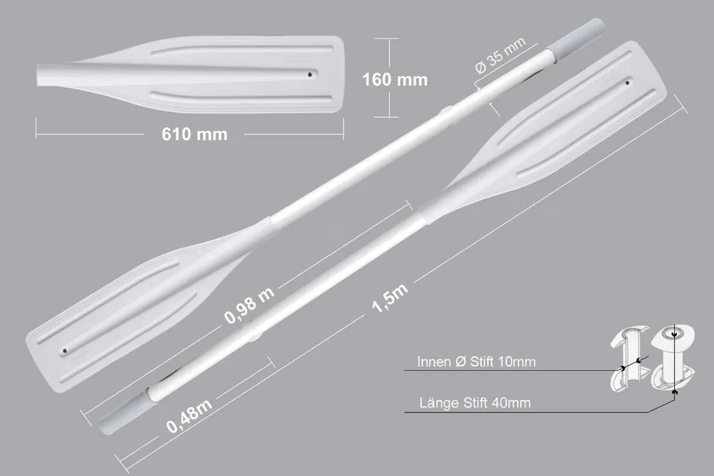 Zwei Aluminiumpaddel Grau 150cm für Schlauchboot