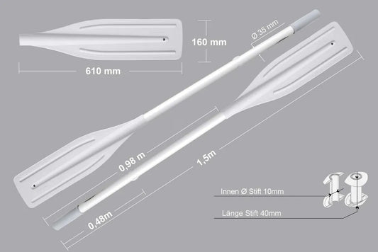 Zwei Aluminiumpaddel Grau 150cm für Schlauchboot