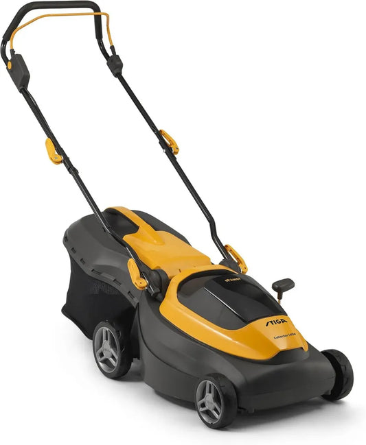 STIGA Akku-Rasenmäher 140e Set, 40L Fangkorb, inklusive 2x 20V 4Ah Akkus und Ladegerät, für bis zu 350m², Gelb