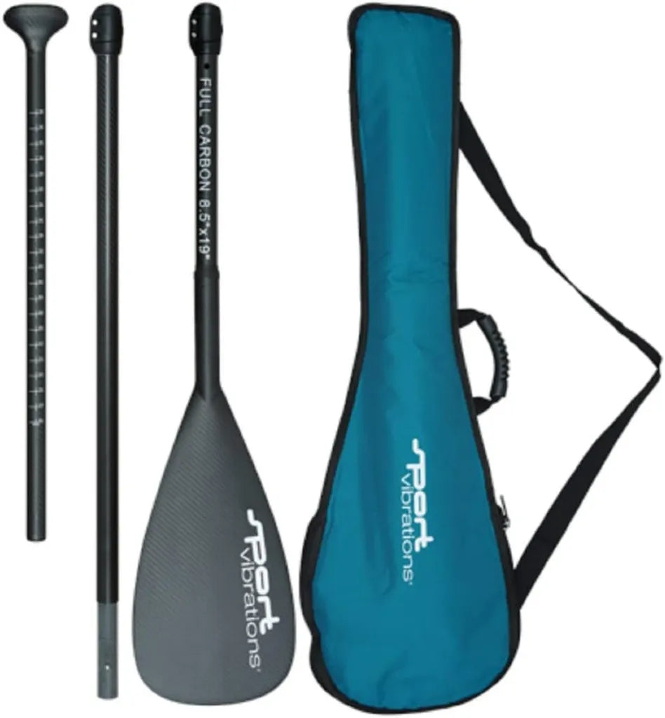 Leichtes 3-teiliges SUP-Paddel aus Vollcarbon mit ABS-Schlagschutz und Transporttasche