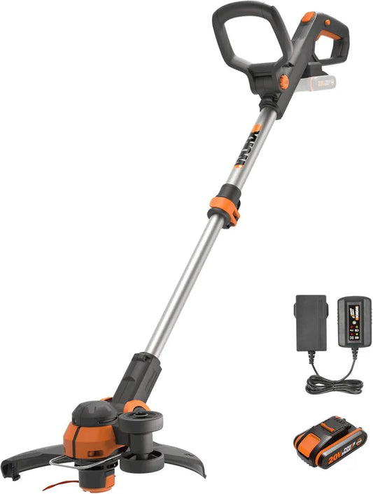 WORX 20V Akku-Trimmer mit Teleskopstange, Kantenschneider und Zubehör, 30 cm