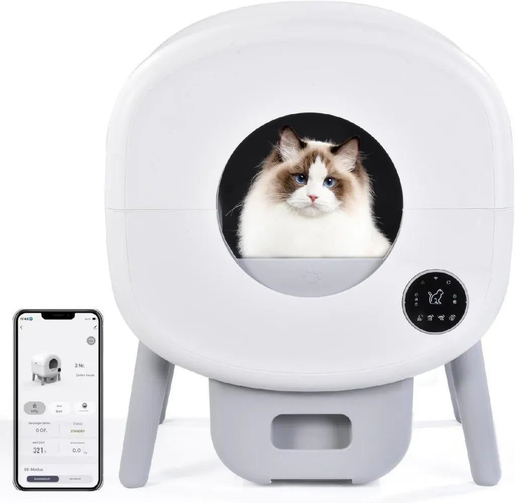 Intelligente, geruchsfreie automatische Katzentoilette mit großem Fassungsvermögen