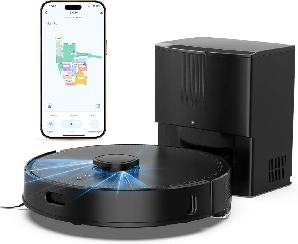 Intelligenter Saug- und Wischroboter mit 8000Pa und LiDAR-Navigation, 3.5L Absaugstation, ideal für Tierhaare und Teppiche, App-gesteuert