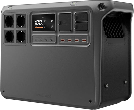 LiFePO4 Tragbare Powerstation und Solargenerator, 2048 Wh, 3000 W, solarbetrieben, für Camping und Wohnmobil