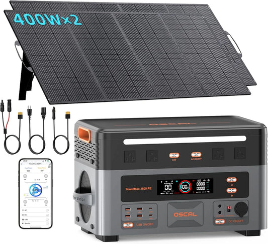 Tragbare Powerstation und Solargenerator, solarbetrieben, 2016Wh, 36000W