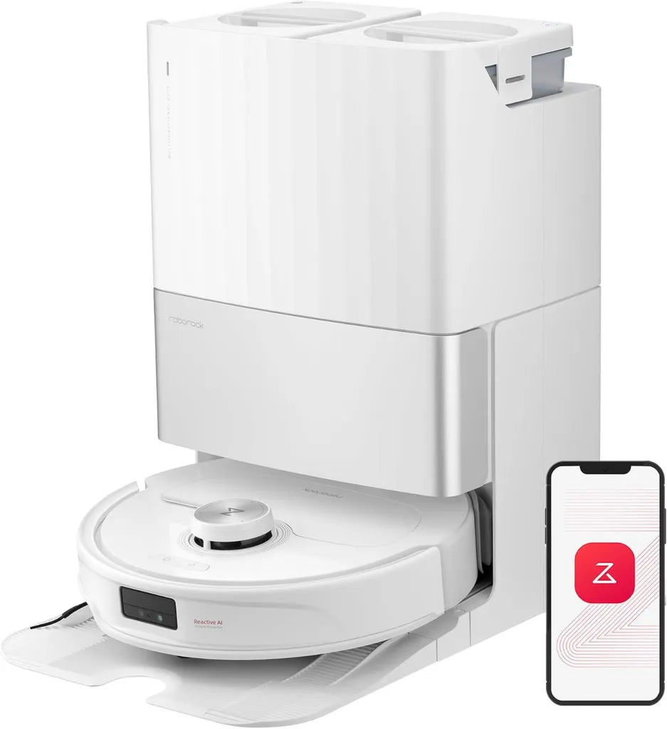 Roborock QRevo Smart Saugroboter mit Hebewischmopp, 10.000 Pa Saugleistung, Sprachsteuerung, App-Kontrolle (Weiß, Generalüberholt)