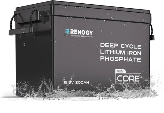 Renogy Mini LiFePO4 LiFePO4-Batterie und Solar-Speicherbatterie, solarbetrieben, 200Ah, 12V, mit BMS, für Camping und Wohnmobil