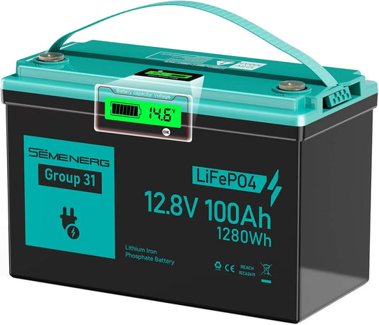 LiFePO4 LiFePO4-Batterie und Solar-Speicherbatterie, 100Ah, solarbetrieben, mit BMS, 12V, 12,8V, IP65