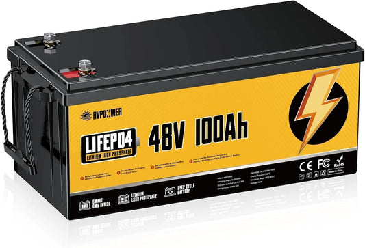 LiFePO4 LiFePO4-Batterie und Solar-Speicherbatterie, 100Ah, 5120Wh, für Camping und Wohnmobil, solarbetrieben, mit BMS, 48V