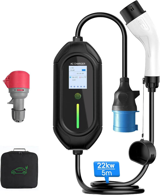 Wallbox-Ladestation für Elektroautos und Mobiles EV-Ladegerät, dreiphasig, 22kW