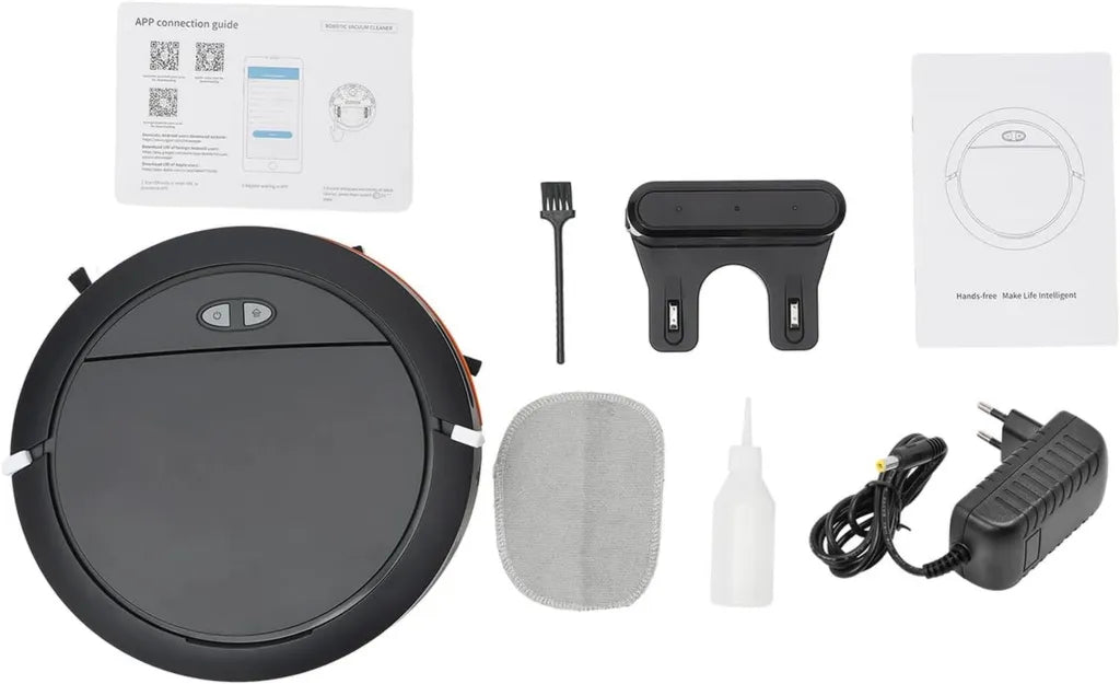 Roboter-Staubsauger mit 2700Pa, APP-Steuerung, 120 Min Laufzeit, geeignet für Teppiche und Hartböden, Schwarz
