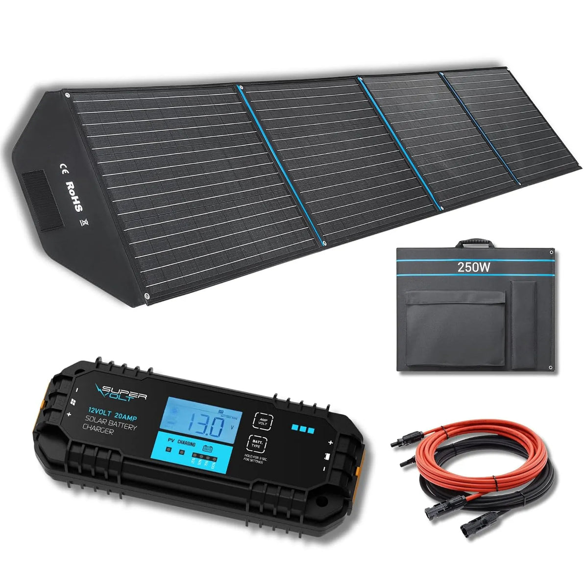 Solarmodul und Photovoltaikpanel, 250W, 20A, faltbar, 5 m
